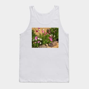 Pink and White Cosmos Garden Tank Top